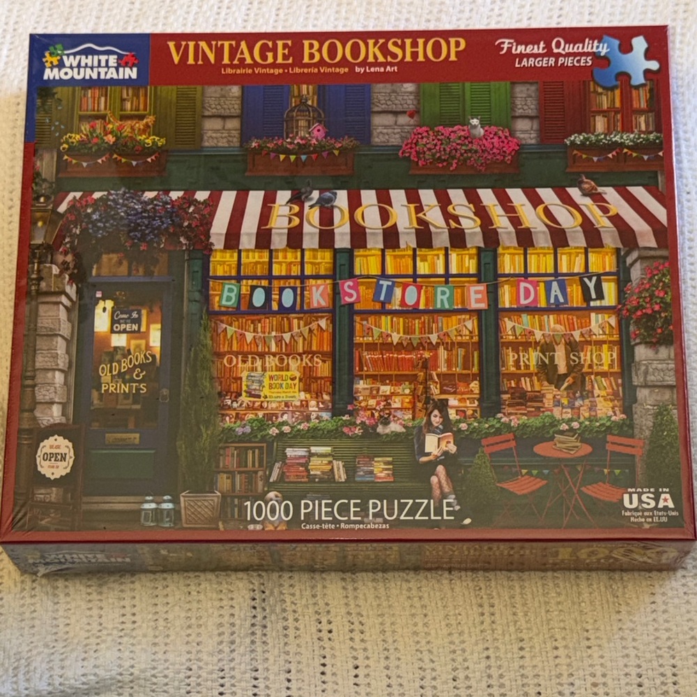 White Mountain Colorful Vintage Bookshop Puzzle NEW